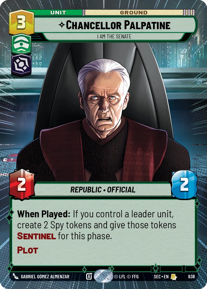 Chancellor Palpatine - I Am the Senate (Hyperspace Foil) (838) (838) [Secrets of Power] | Cards and Coasters CA
