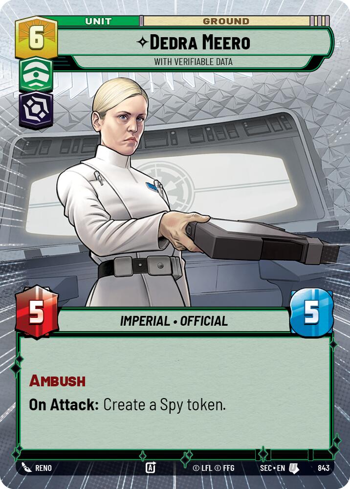 Dedra Meero - With Verifiable Data (Hyperspace Foil) (843) (843) [Secrets of Power] | Cards and Coasters CA
