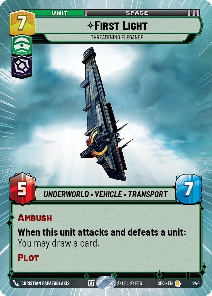 First Light - Threatening Elegance (Hyperspace Foil) (844) (844) [Secrets of Power] | Cards and Coasters CA