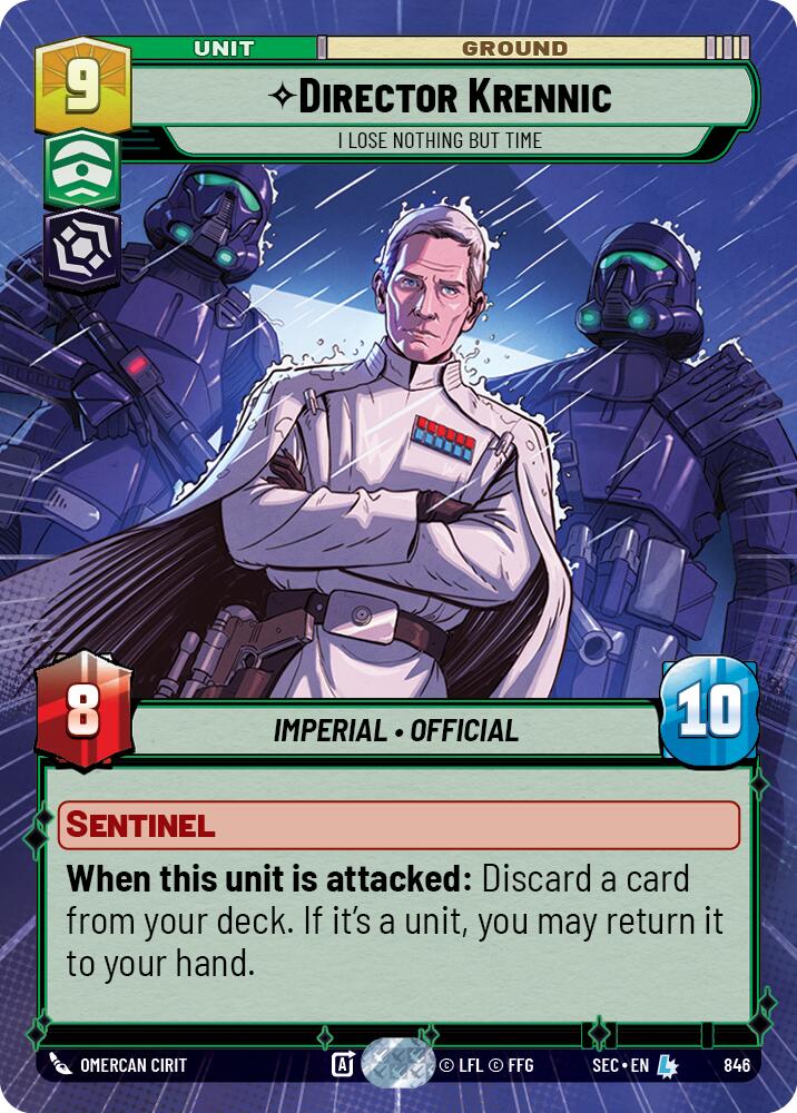 Director Krennic - I Lose Nothing But Time (Hyperspace Foil) (846) (846) [Secrets of Power] | Cards and Coasters CA