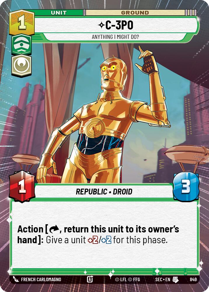 C-3PO - Anything I Might Do? (Hyperspace Foil) (849) (849) [Secrets of Power] | Cards and Coasters CA