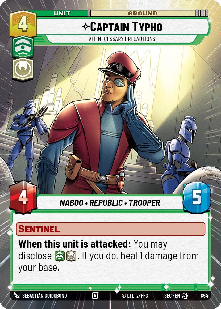 Captain Typho - All Necessary Precautions (Hyperspace Foil) (854) (854) [Secrets of Power] | Cards and Coasters CA