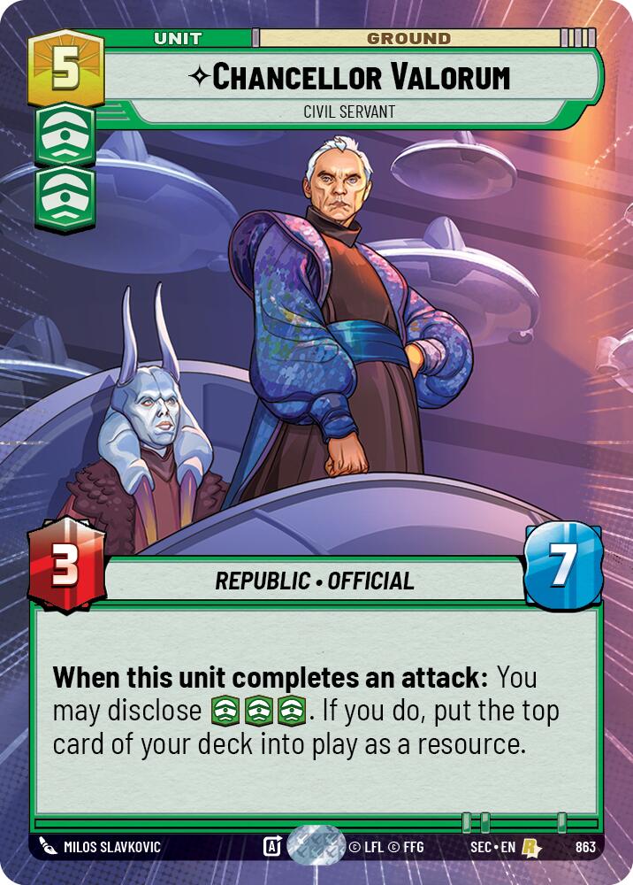 Chancellor Valorum - Civil Servant (Hyperspace Foil) (863) (863) [Secrets of Power] | Cards and Coasters CA
