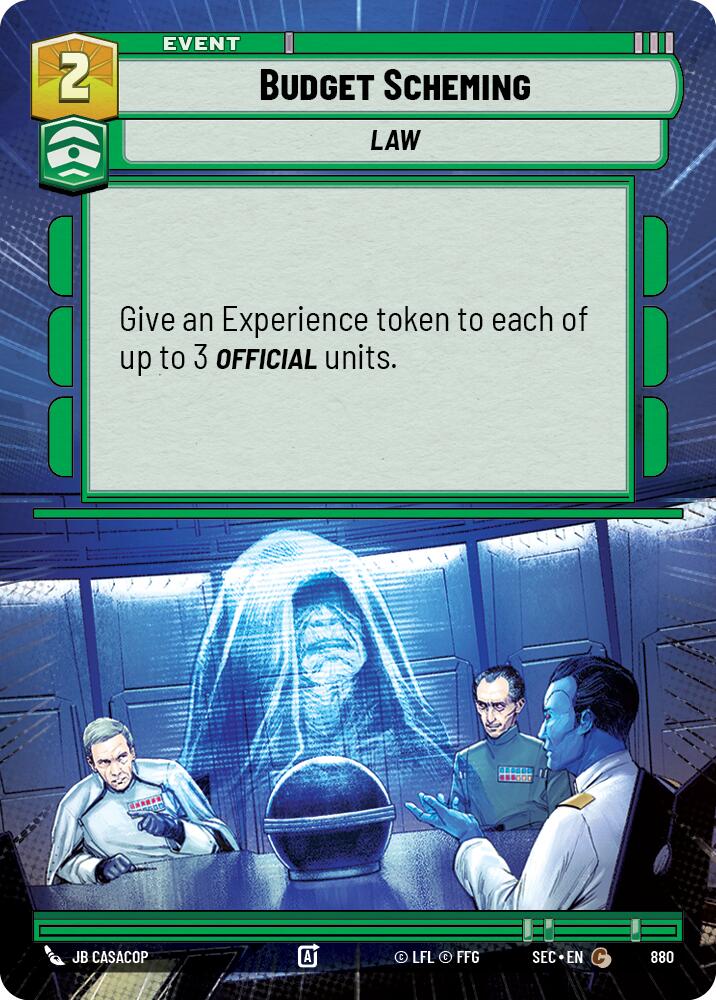 Budget Scheming (880) (Hyperspace Foil) (880) [Secrets of Power] | Cards and Coasters CA