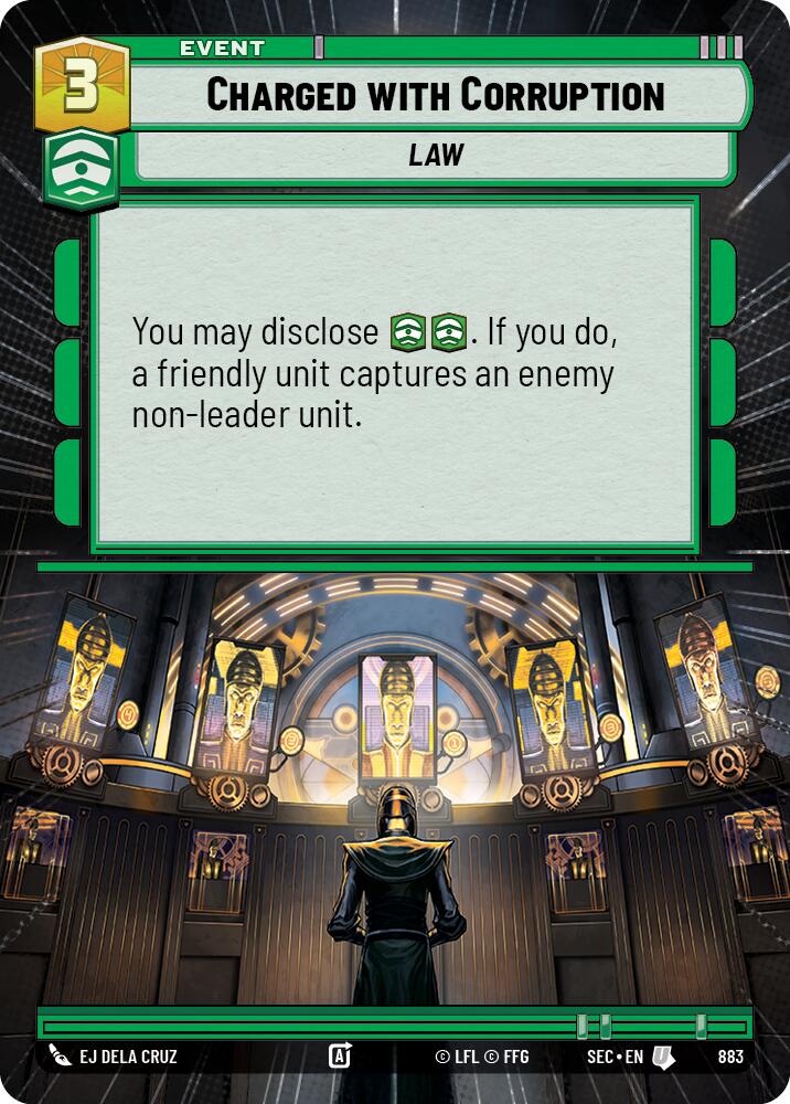 Charged with Corruption (883) (Hyperspace Foil) (883) [Secrets of Power] | Cards and Coasters CA
