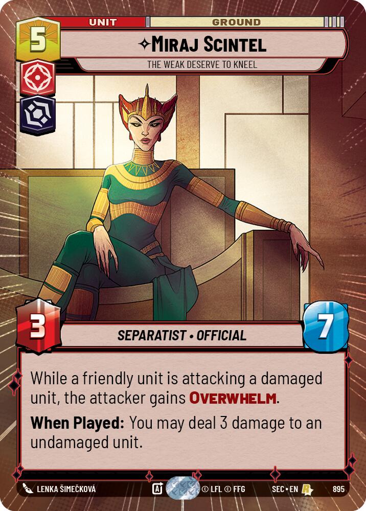 Miraj Scintel - The Weak Deserve to Kneel (Hyperspace Foil) (895) (895) [Secrets of Power] | Cards and Coasters CA