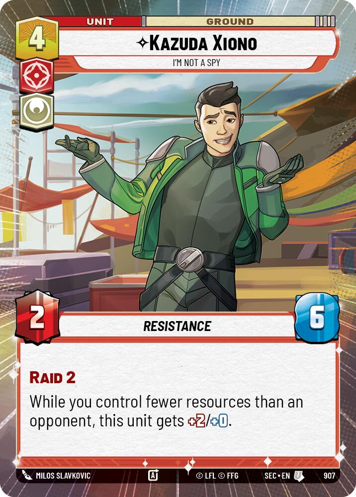 Kazuda Xiono - I'm Not A Spy (Hyperspace Foil) (907) (907) [Secrets of Power] | Cards and Coasters CA