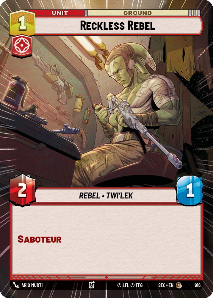 Reckless Rebel (916) (Hyperspace Foil) (916) [Secrets of Power] | Cards and Coasters CA