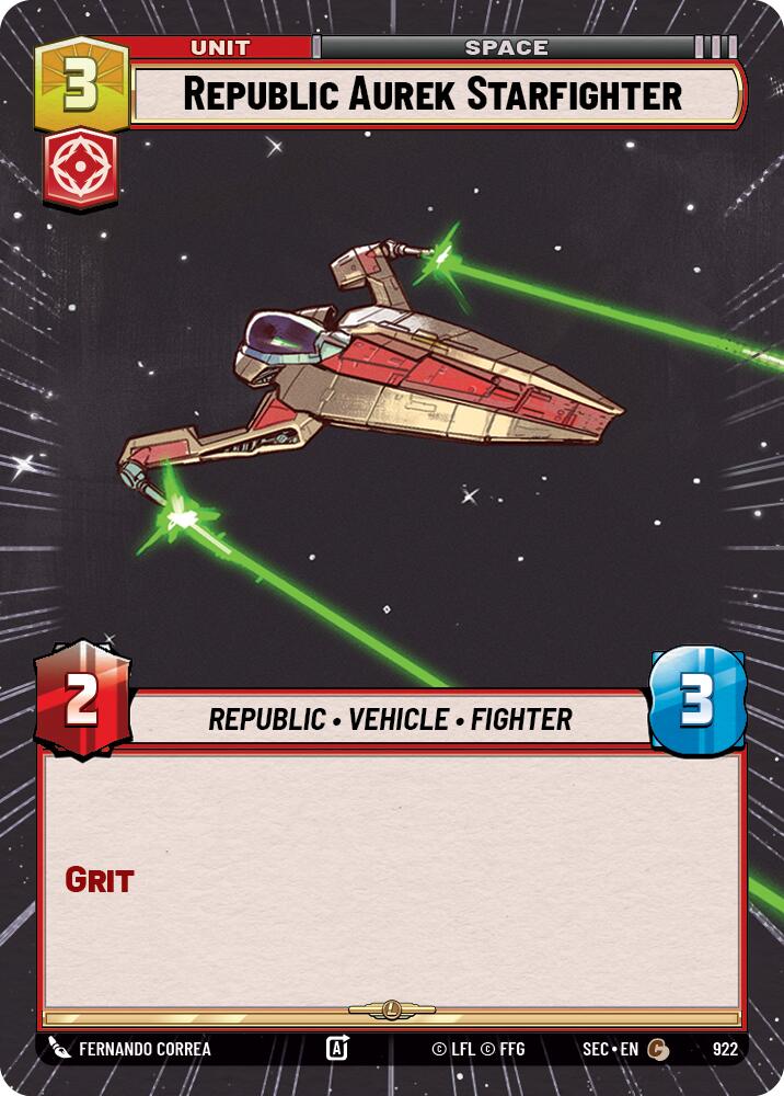 Republic Aurek Starfighter (922) (Hyperspace Foil) (922) [Secrets of Power] | Cards and Coasters CA