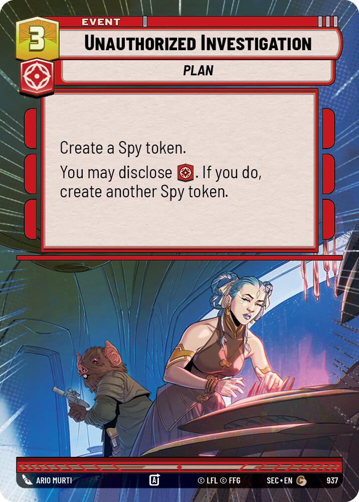 Unauthorized Investigation (937) (Hyperspace Foil) (937) [Secrets of Power] | Cards and Coasters CA