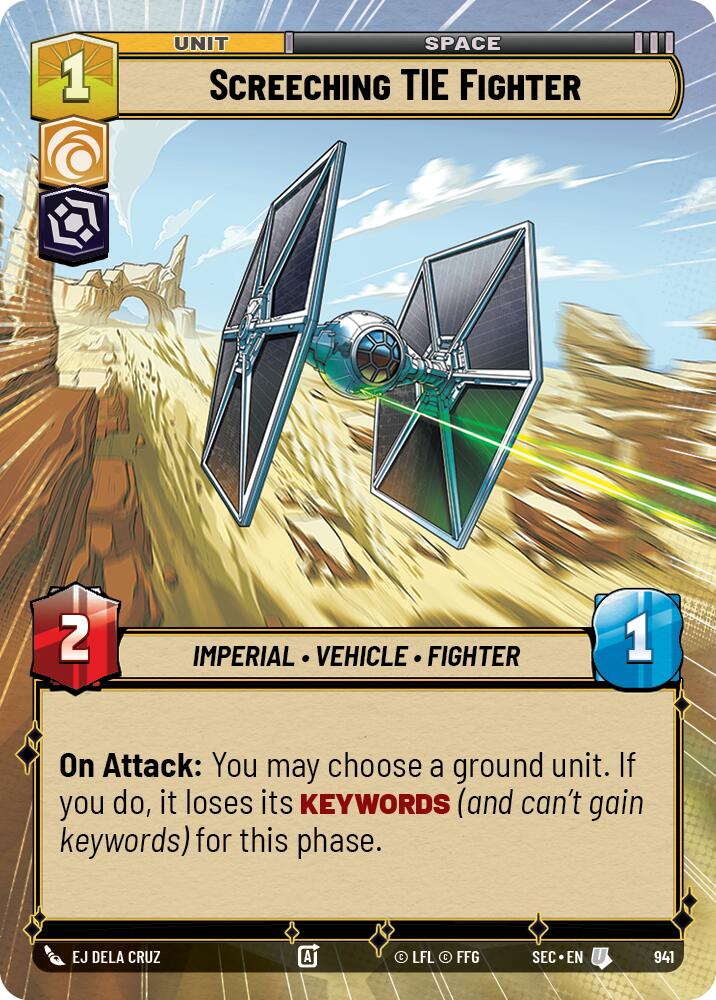 Screeching TIE Fighter (941) (Hyperspace Foil) (941) [Secrets of Power] | Cards and Coasters CA