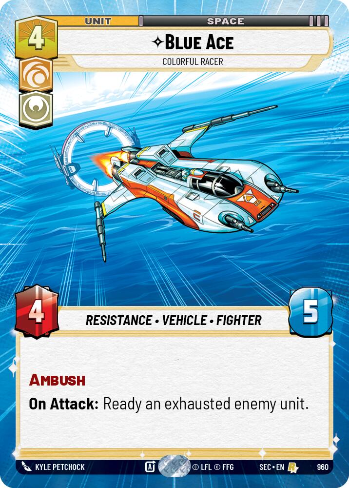 Blue Ace - Colorful Racer (Hyperspace Foil) (960) (960) [Secrets of Power] | Cards and Coasters CA