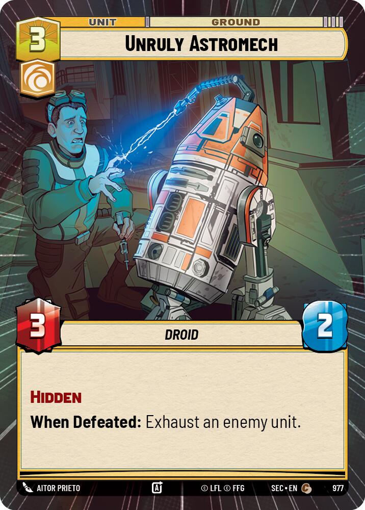 Unruly Astromech (977) (Hyperspace Foil) (977) [Secrets of Power] | Cards and Coasters CA