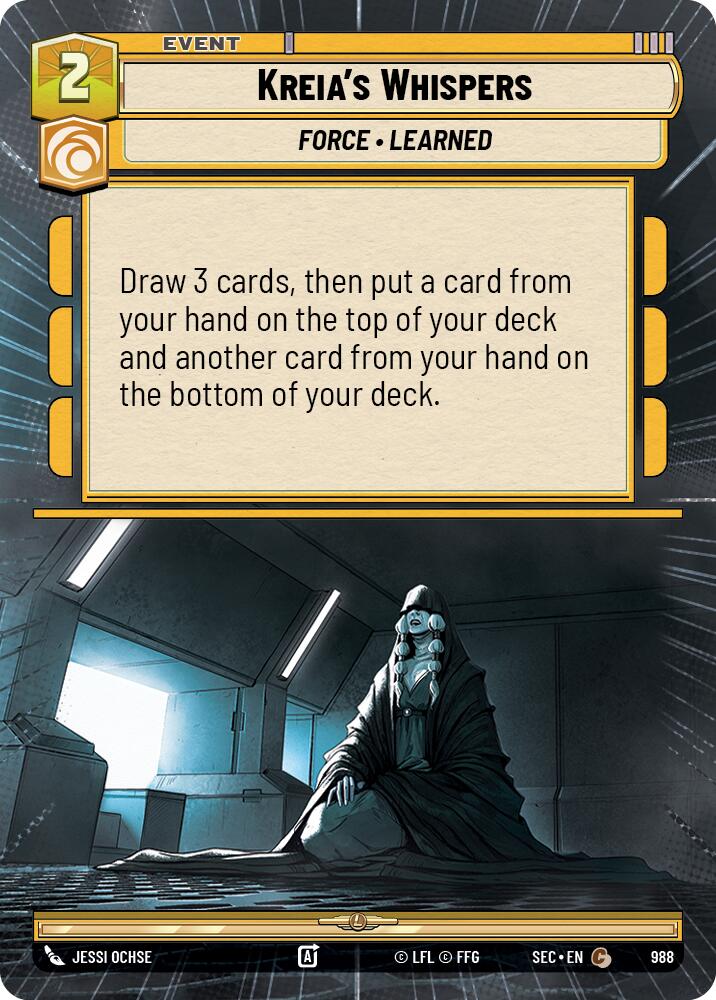 Kreia's Whispers (988) (Hyperspace Foil) (988) [Secrets of Power] | Cards and Coasters CA