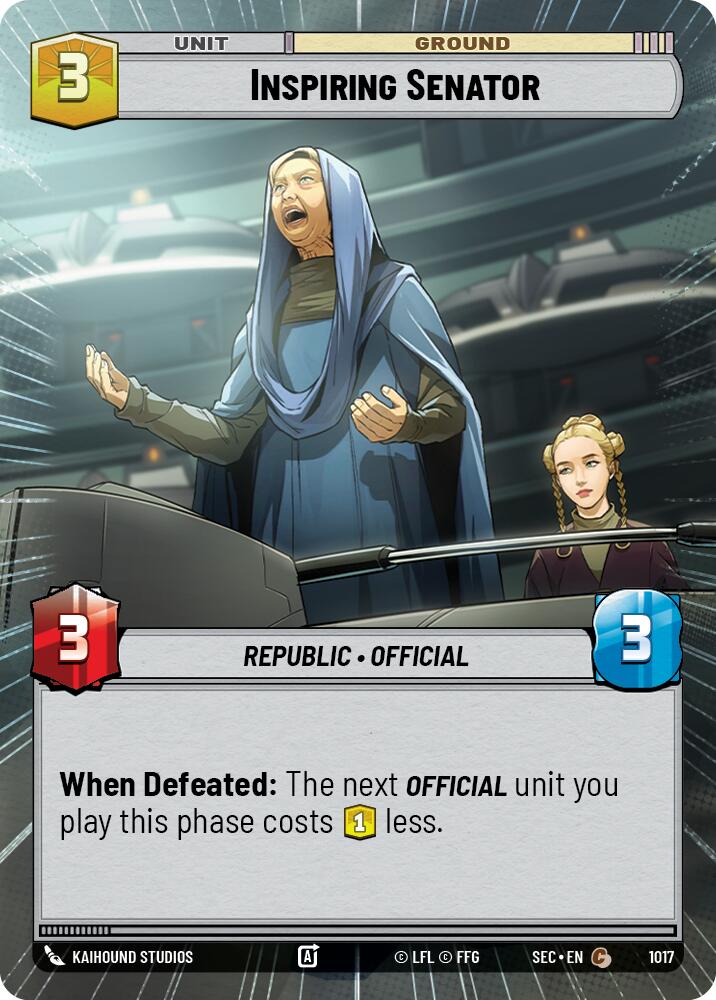 Inspiring Senator (1017) (Hyperspace Foil) (1017) [Secrets of Power] | Cards and Coasters CA