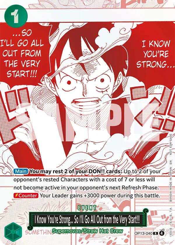 I Know You're Strong... So I'll Go All Out from the Very Start!!! (3rd Anniversary Treasure Campaign Pack) [One Piece Promotion Cards] | Cards and Coasters CA