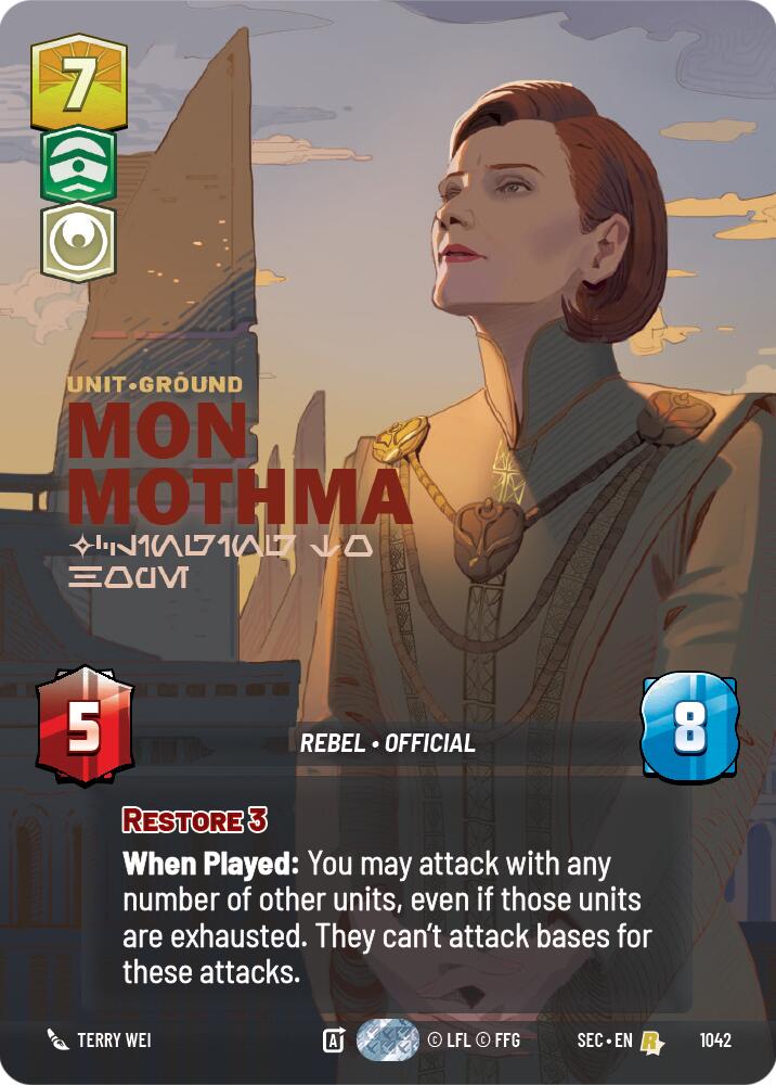 Mon Mothma - Clinging to Hope (Prestige) (1042) (1042) [Secrets of Power] | Cards and Coasters CA