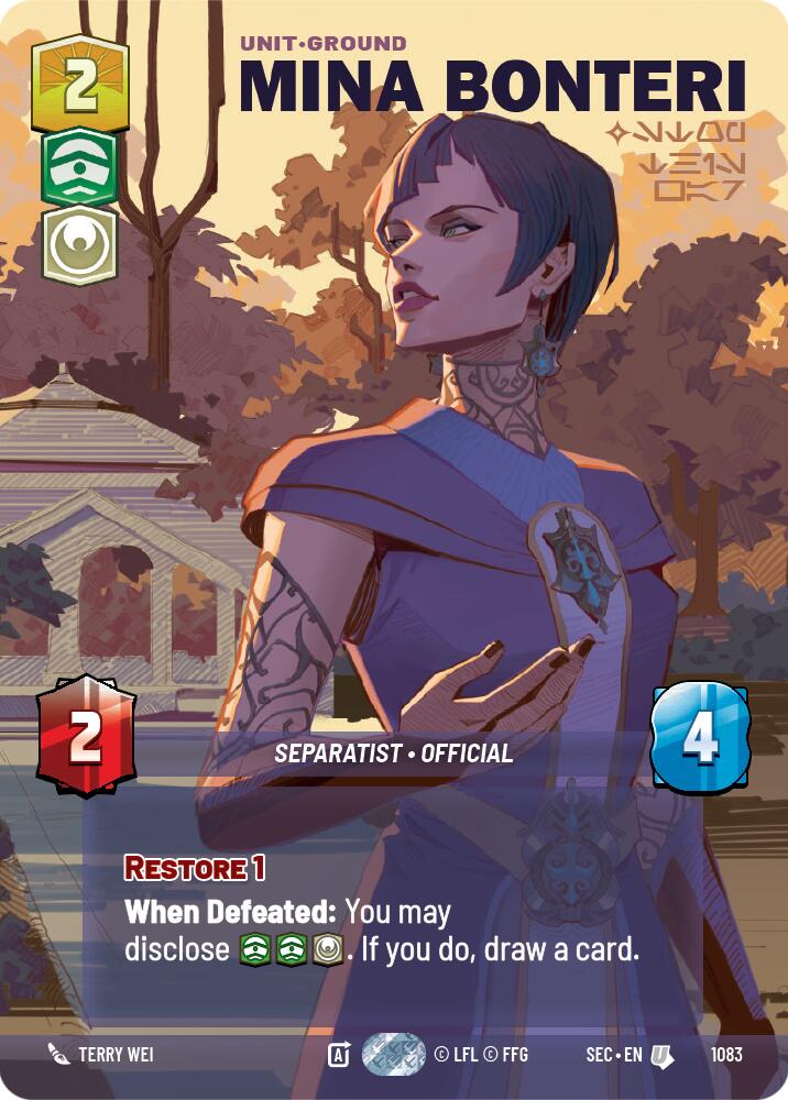 Mina Bonteri - Stop This War (Prestige Foil) (1083) (1083) [Secrets of Power] | Cards and Coasters CA