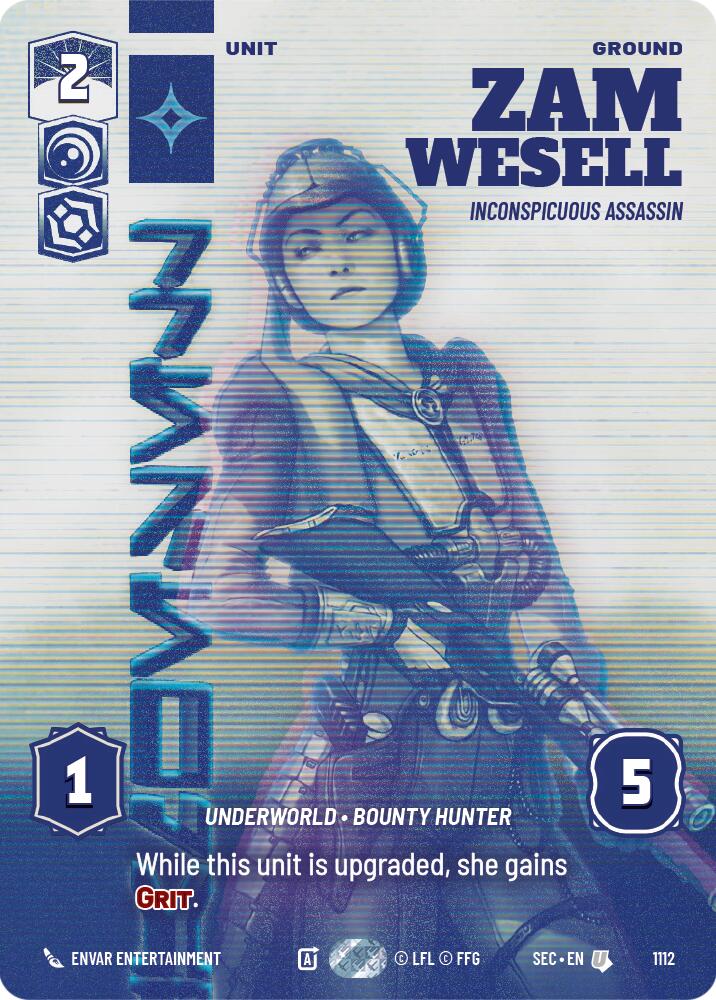 Zam Wesell - Inconspicuous Assassin (Prestige Foil) (1112) (1112) [Secrets of Power] | Cards and Coasters CA
