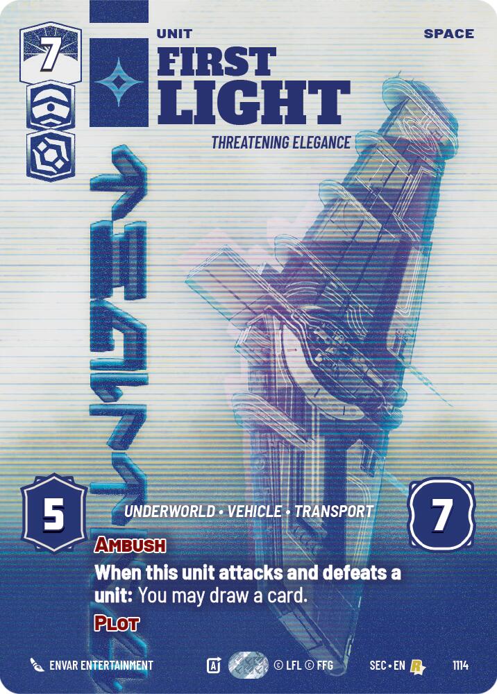 First Light - Threatening Elegance (Prestige Foil) (1114) (1114) [Secrets of Power] | Cards and Coasters CA