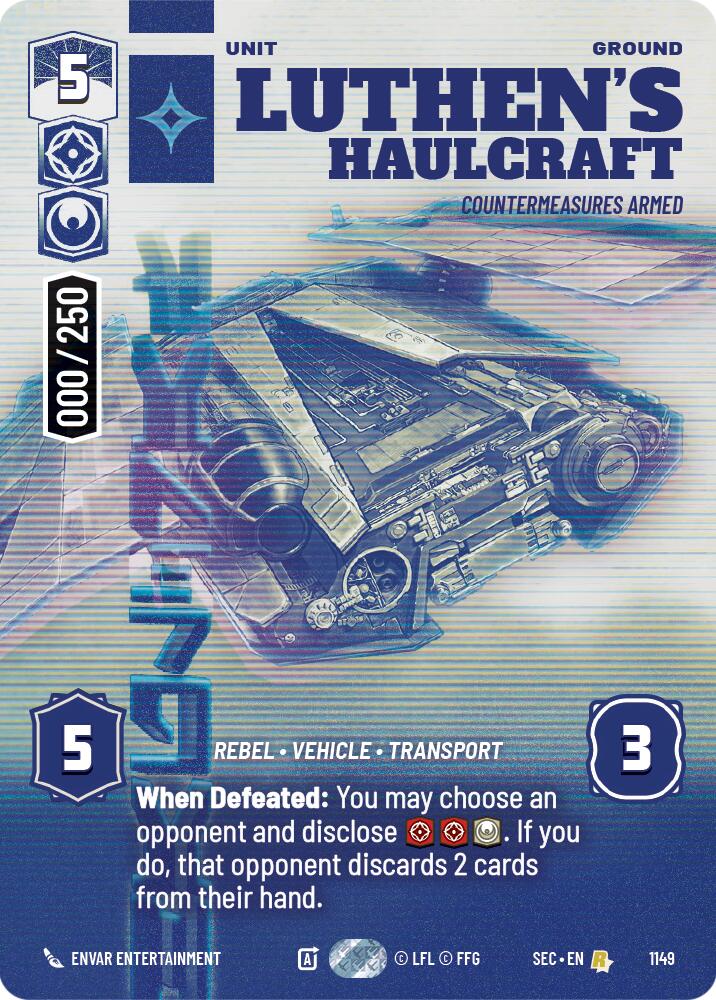 Luthen's Haulcraft - Countermeasures Armed (Serialized) (1149) (1149) [Secrets of Power] | Cards and Coasters CA