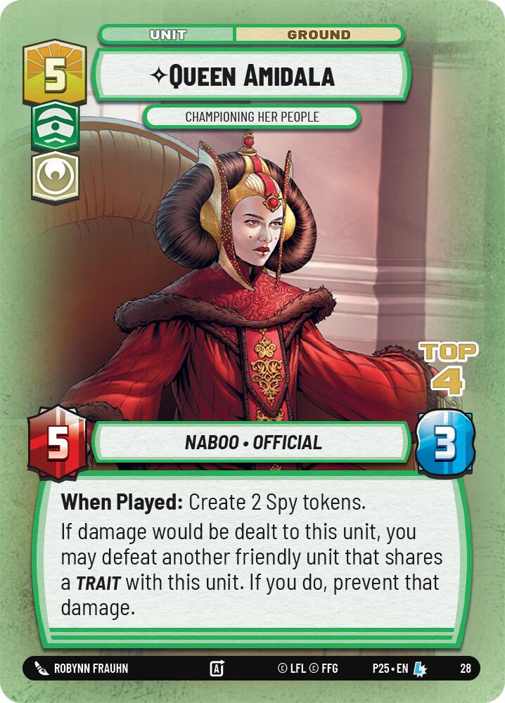 Queen Amidala - Championing Her People (Top 4) (28) (28) [Organized Play Promos] | Cards and Coasters CA