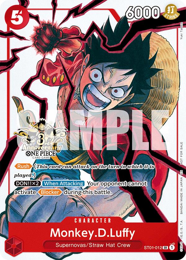 Monkey.D.Luffy (ST01-012) (3rd Anniversary Tournament 3 Brothers Pack) [Carrying On His Will: 3rd Anniversary Tournament Cards] | Cards and Coasters CA