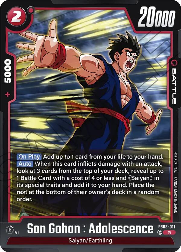 Son Gohan : Adolescence (FB08-011) [Saiyan's Pride] | Cards and Coasters CA
