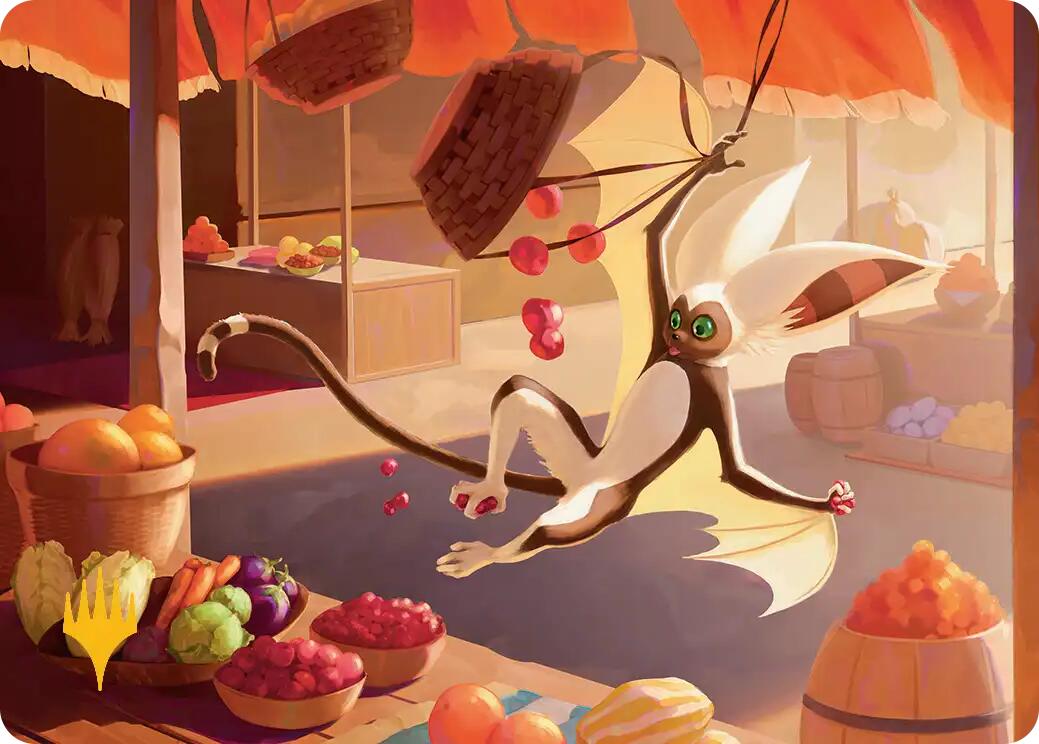 Momo, Playful Pet Art Card (Gold-Stamped Planeswalker Symbol) [Avatar: The Last Airbender Art Series] | Cards and Coasters CA