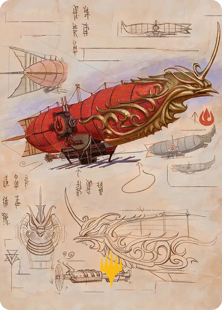 Phoenix Fleet Airship Art Card (Gold-Stamped Planeswalker Symbol) [Avatar: The Last Airbender Art Series] | Cards and Coasters CA