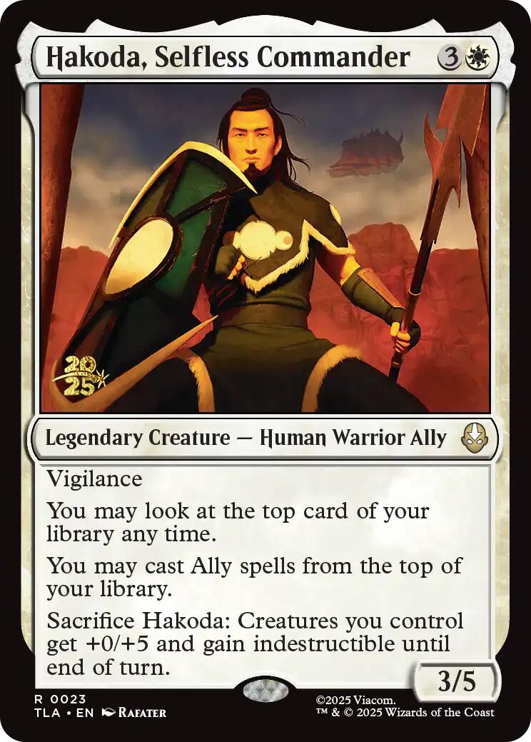 Hakoda, Selfless Commander [Avatar: The Last Airbender Prerelease Cards] | Cards and Coasters CA