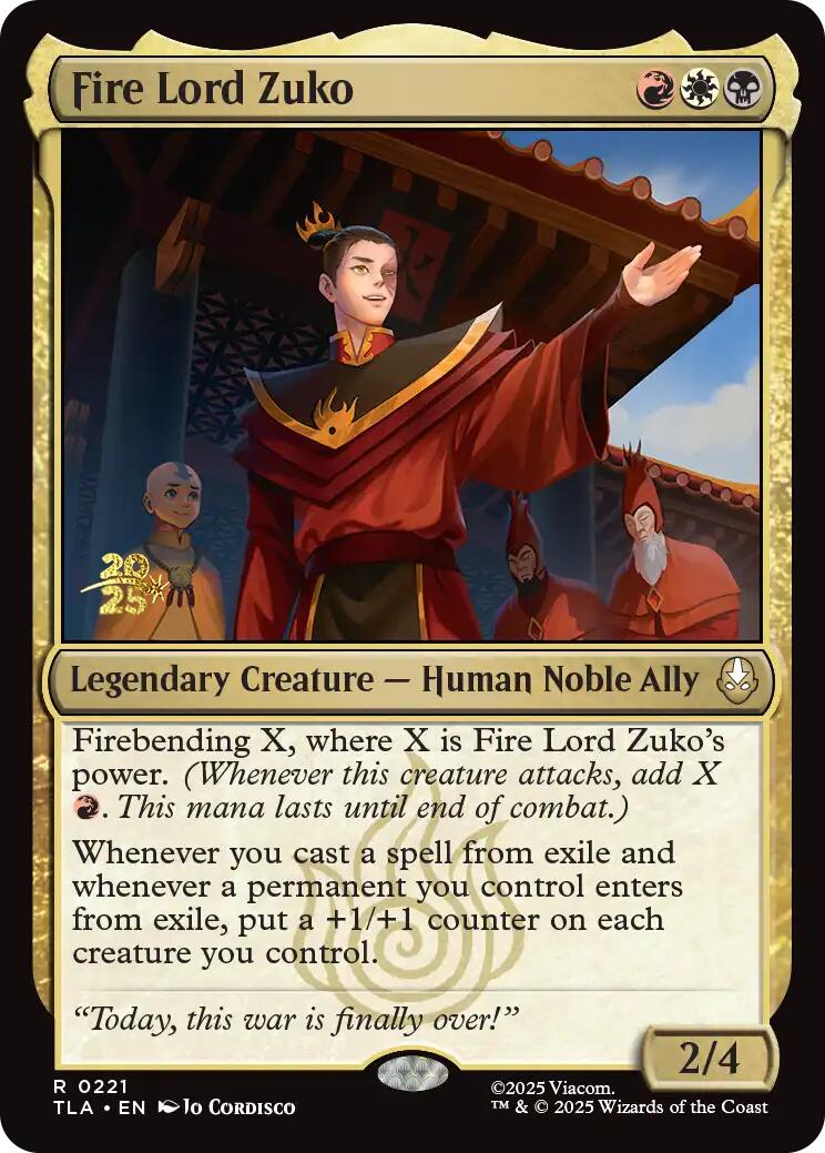 Fire Lord Zuko [Avatar: The Last Airbender Prerelease Cards] | Cards and Coasters CA