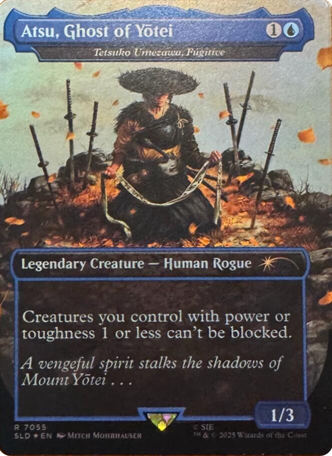 Atsu, Ghost of Yotei - Tetsuko Umezawa, Fugitive (Rainbow Foil) [Secret Lair Drop Series] | Cards and Coasters CA