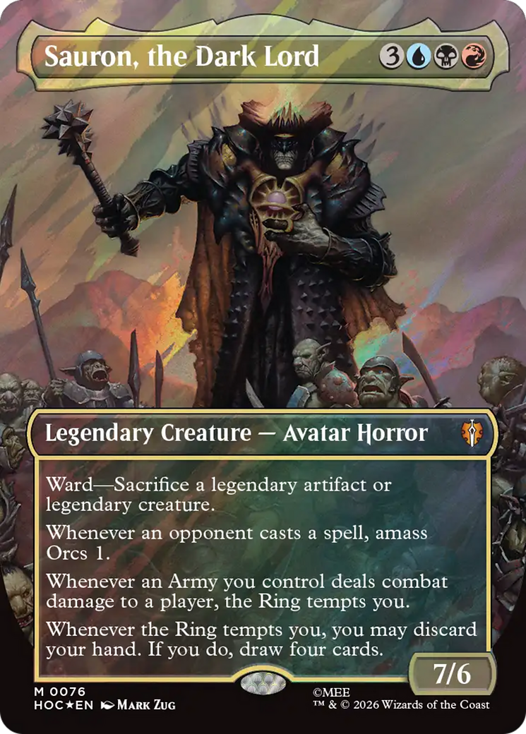 Sauron, the Dark Lord (Borderless) (Surge Foil) [The Hobbit] | Cards and Coasters CA