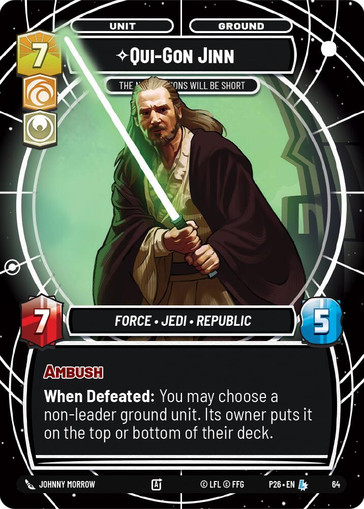 Qui-Gon Jinn - The Negotiations Will Be Short (64) (64) [Sector and Regional Promos: Season 1] | Cards and Coasters CA