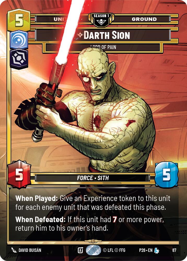 Darth Sion - Lord of Pain (87) (87) [Sector and Regional Promos: Season 1] | Cards and Coasters CA
