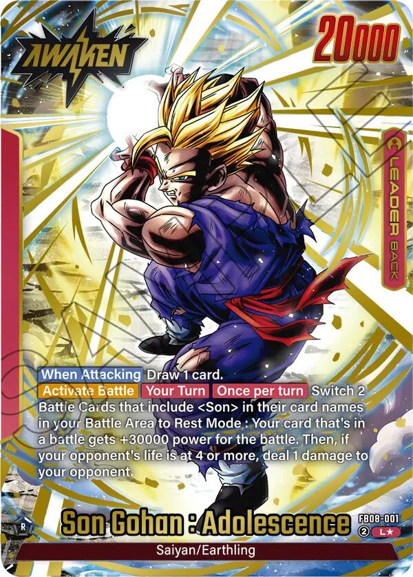 Son Gohan : Adolescence (FB08-001) (Alternate Art) [Saiyan's Pride] | Cards and Coasters CA