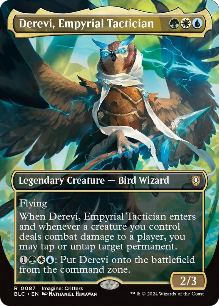 Derevi, Empyrial Tactician (Borderless) [Bloomburrow Commander] | Cards and Coasters CA