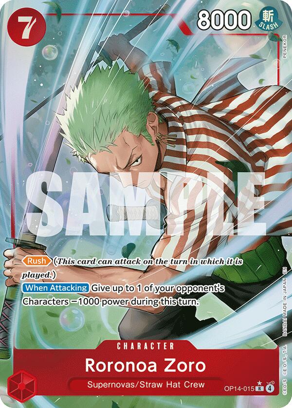 Roronoa Zoro (OP14-015) (Alternate Art) [The Azure Sea's Seven] | Cards and Coasters CA