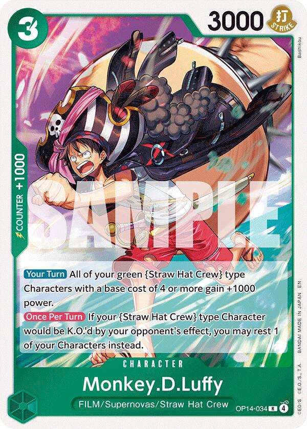 Monkey.D.Luffy - OP14-34 [The Azure Sea's Seven] | Cards and Coasters CA