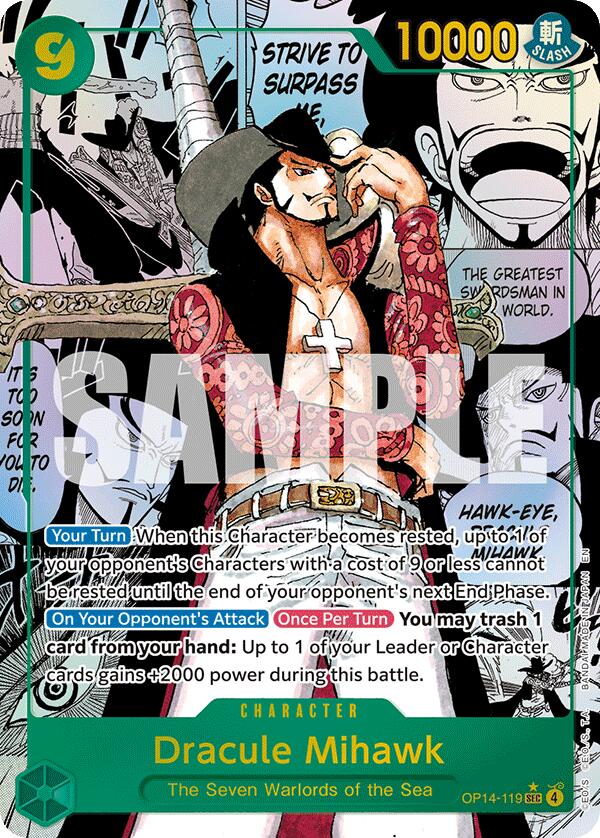 Dracule Mihawk (Manga) [The Azure Sea's Seven] | Cards and Coasters CA