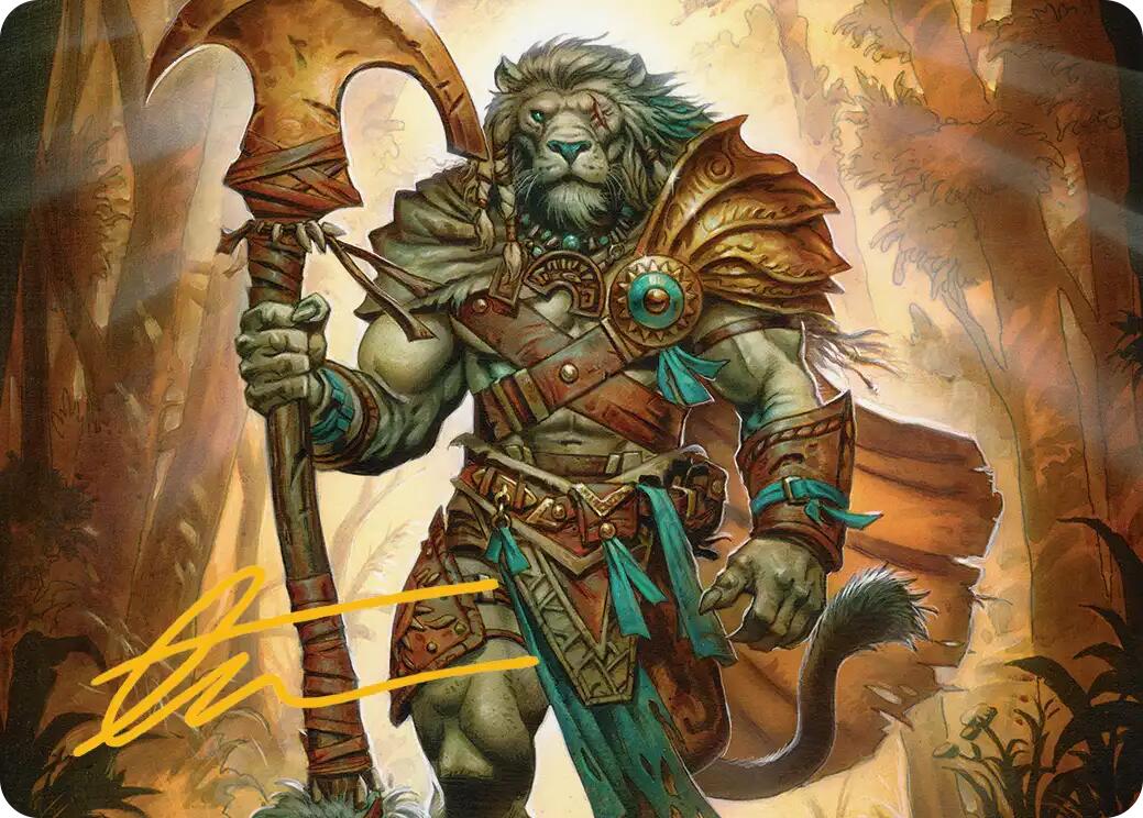Ajani, Outland Chaperone Art Card (Gold-Stamped Signature) [Lorwyn Eclipsed Art Series] | Cards and Coasters CA