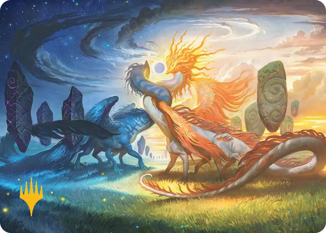 Celestial Reunion Art Card (19/54) (Gold-Stamped Planeswalker Symbol) [Lorwyn Eclipsed Art Series] | Cards and Coasters CA