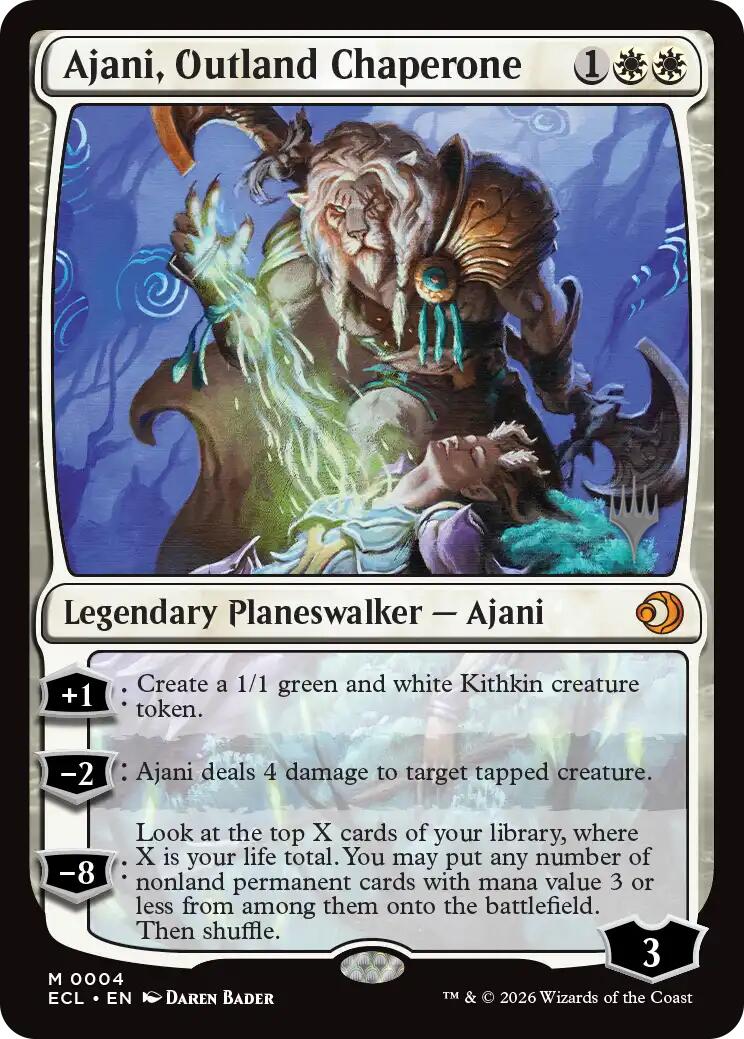 Ajani, Outland Chaperone [Lorwyn Eclipsed Promos] | Cards and Coasters CA