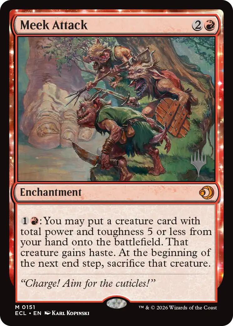 Meek Attack [Lorwyn Eclipsed Promos] | Cards and Coasters CA