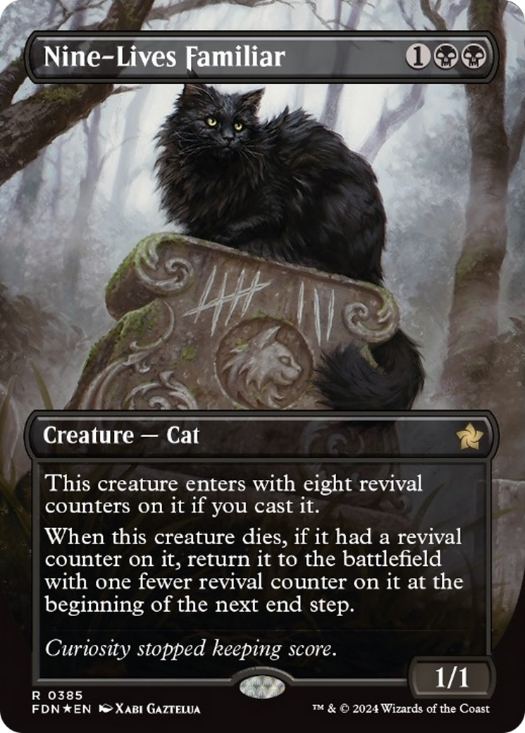 Nine-Lives Familiar (Borderless Mana Foil) [Foundations] | Cards and Coasters CA