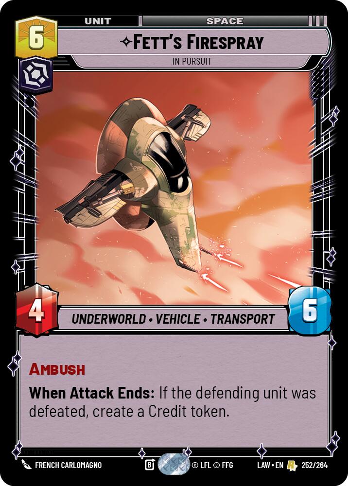 Fett's Firespray - In Pursuit (252/264) (252/264) [A Lawless Time] | Cards and Coasters CA