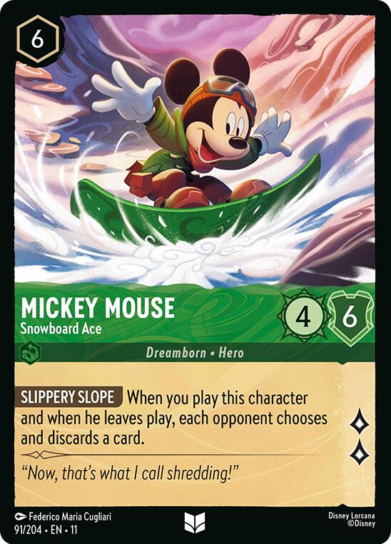 Mickey Mouse - Snowboard Ace (91/204) [Winterspell] | Cards and Coasters CA