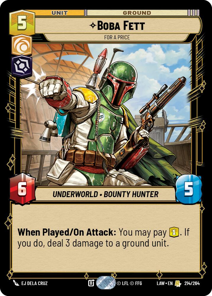 Boba Fett - For a Price (214/264) (214/264) [A Lawless Time] | Cards and Coasters CA