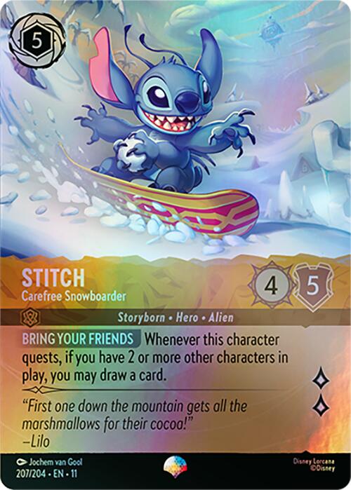 Stitch - Carefree Snowboarder (Epic) (207/204) [Winterspell] | Cards and Coasters CA